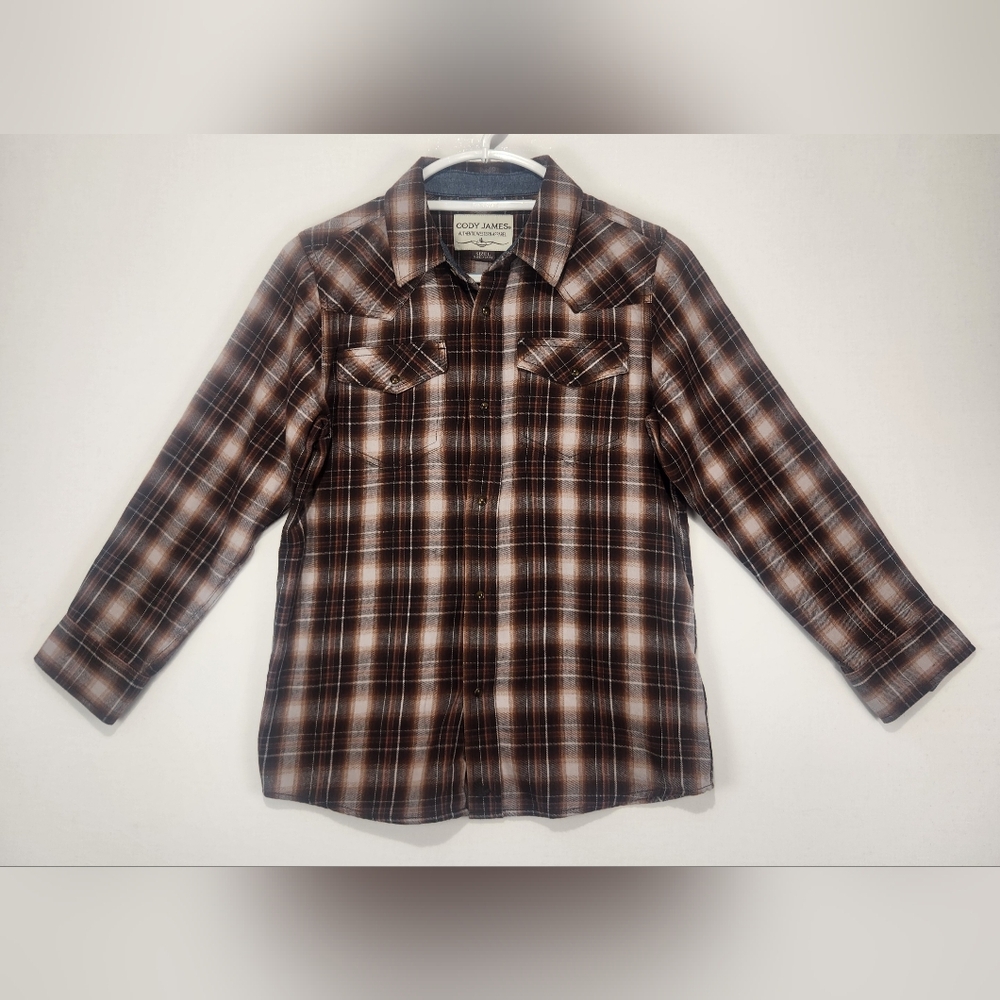 Cody James Kids Brown Plaid Button-Up Shirt Size L